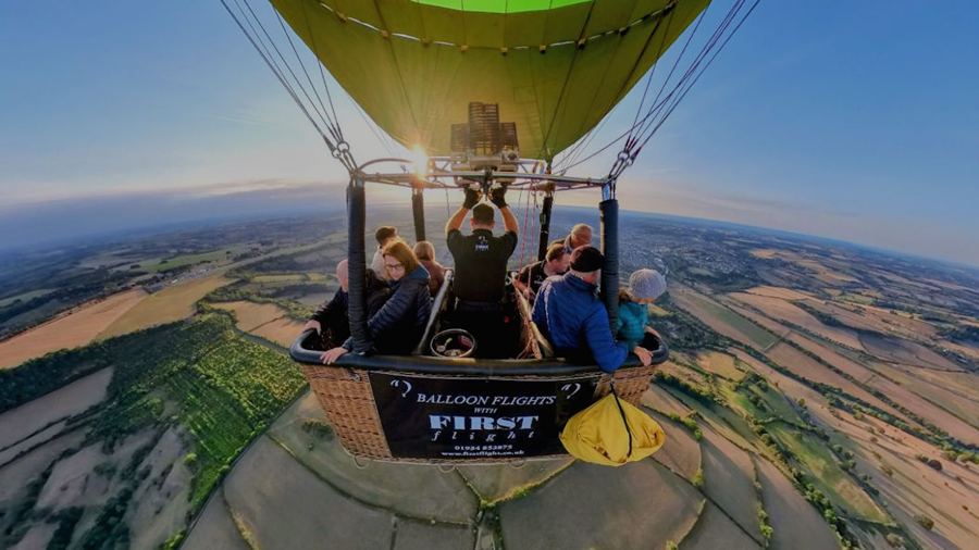 A full First Flight basket high above the fields